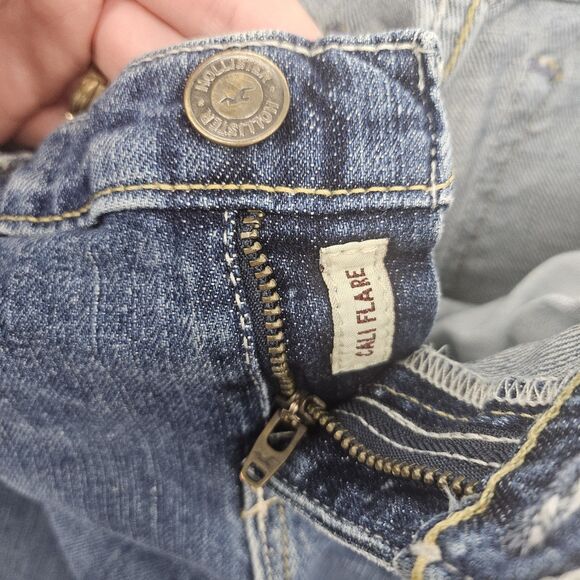 Vintage Hollister Jeans Jr 3R Cali Flare Low Rise Y2K Medium Blue Stonewash Fade - Picture 7 of 11